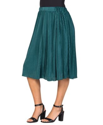 Women's Elegant Pleated Elastic Waist Party Midi Skirt