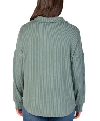 Women's Ribbed Button Up Long Sleeve Collared Shirt Jacket