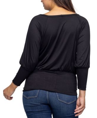 Women's Round Neck Long Sleeve Banded Bottom Top