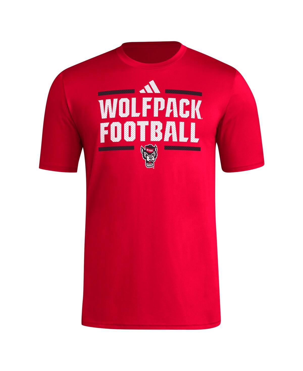 Adidas Men'sNc State Wolfpack Locker Football Pre-Game Aeroready T-Shirt - Red