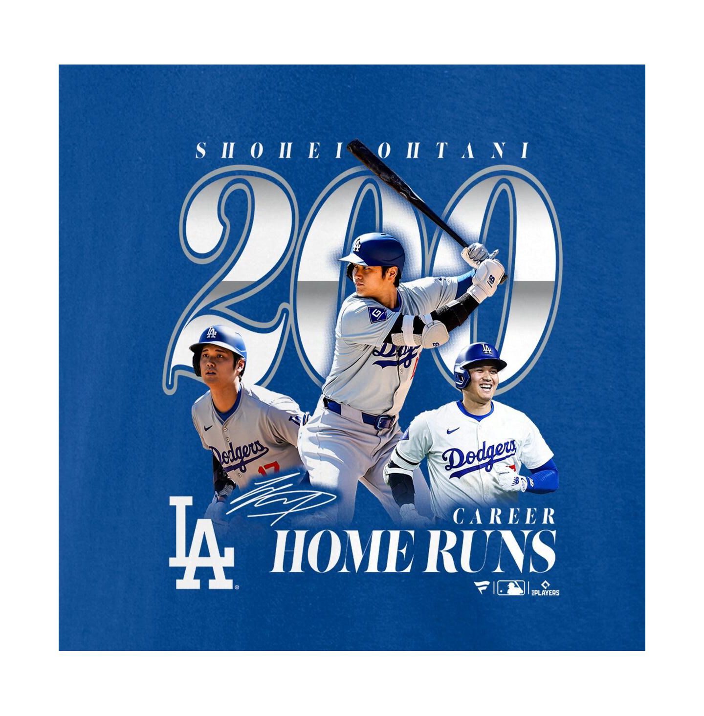 Мужская футболка Fanatics Shohei Ohtani Royal Los Angeles Dodgers 200th Career Home Run — фото 3