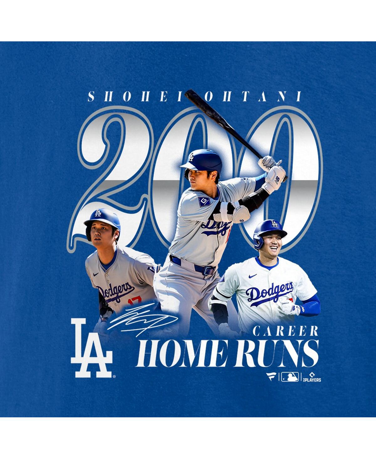 Fanatics Men's Shohei Ohtani Royal Los Angeles Dodgers 200th Career Home Run T-shirt In Royal