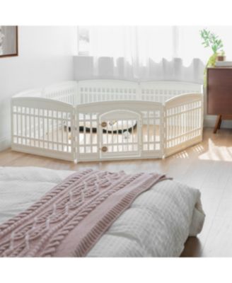 Dog Playpen - Pet Exercise Pen with Door - 4 to 8 Panel Sizes, White