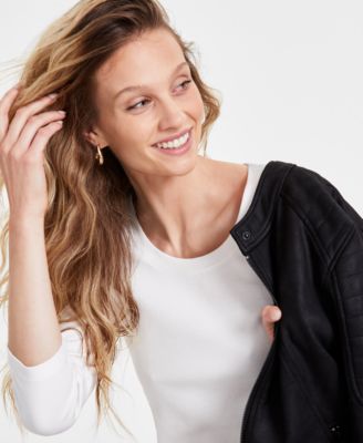 Women’s Scoop-Neck Cotton 3/4-Sleeve T-Shirt 