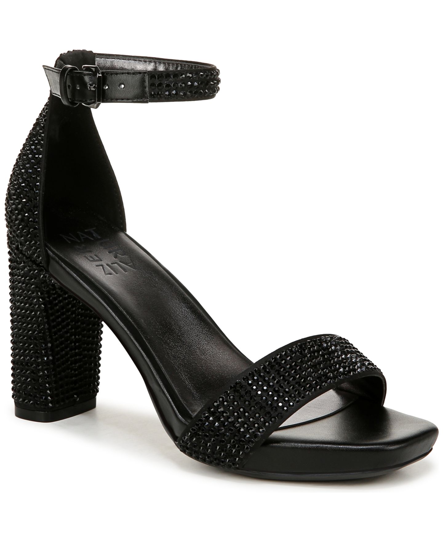 Женские сандалии Naturalizer Joy-Glitz Platform Dress Sandals, цвет: Чёрный атласный — фото 1
