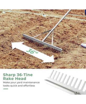 Aluminum Rake with 36 Inch Wide Rake Head and 68 Inch Long Handle