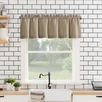 Martine Microfiber Semi-Sheer Rod Pocket Kitchen Curtain Valance and Tiers Set