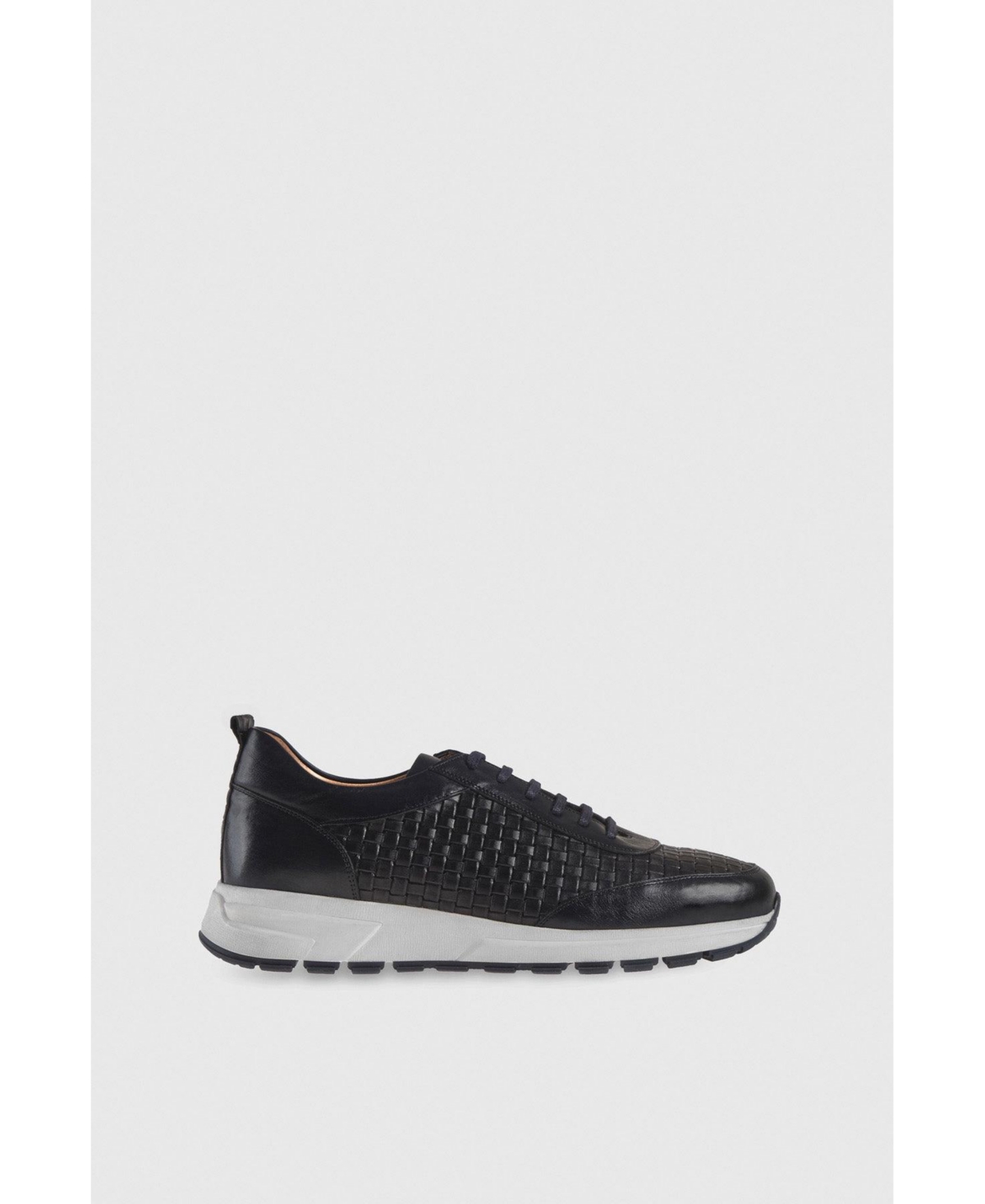 Men's Antique Navy Genuine Leather Knit Shoes - Navy