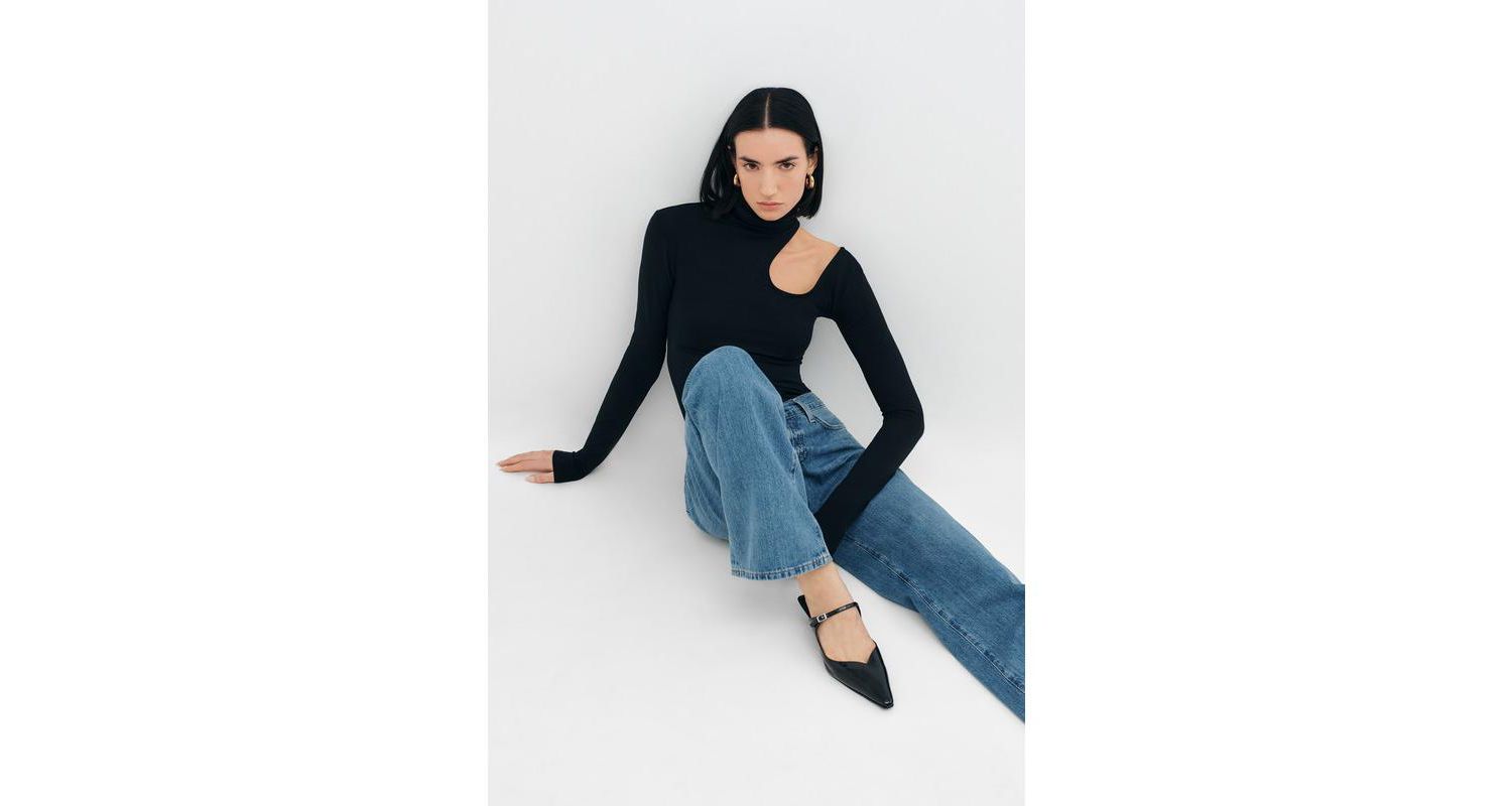 Women's Allegra Extra-Long Sleeve Turtleneck Cutout-Shoulder Jersey Evening Top