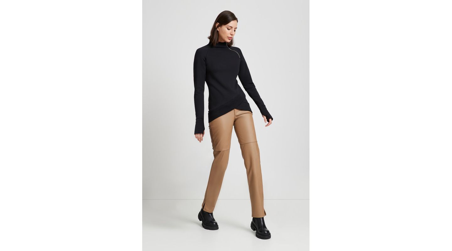 Женский свитшот Marcella Blake Fitted Raglan Mock-Neck Zip, цвет: Чёрный — фото 4