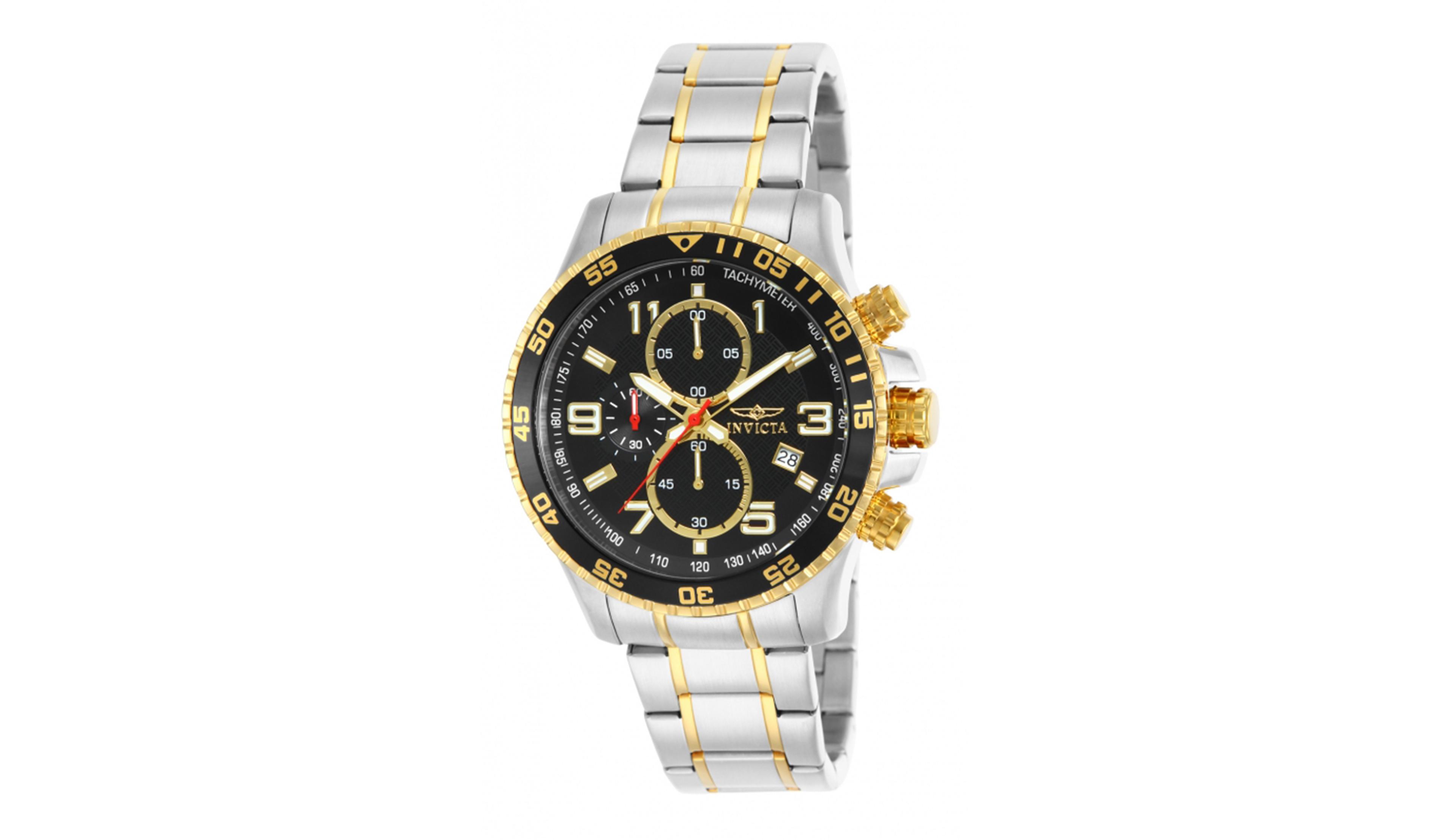 Invicta Men's Specialty Quartz Chronograph Black Dial Stainless Steel Bracelet Watch