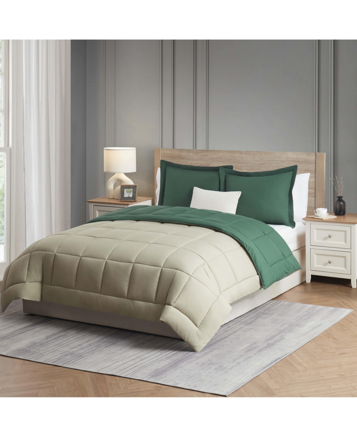Clara Clark Premium Quilted All Season Goose Down Alternative Comforter with Corner Tabs - Xl 68