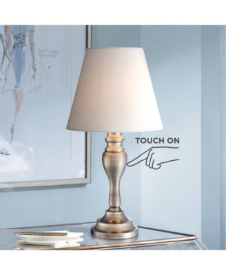 Thom Traditional Desk Lamp 19 1/4" High Brass Candlestick Touch On Off White Bell Shade for Bedroom Living Room Bedside Nightstand Office