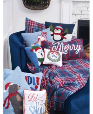 Pair Ice Skates on Gray Background Hooked Pillow Accent Pillow, 18" x 18"