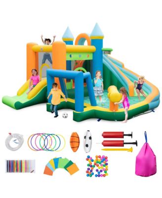 Inflatable Water Slide Kids Blow up Pool Park Climbing Wall with 735W Blower