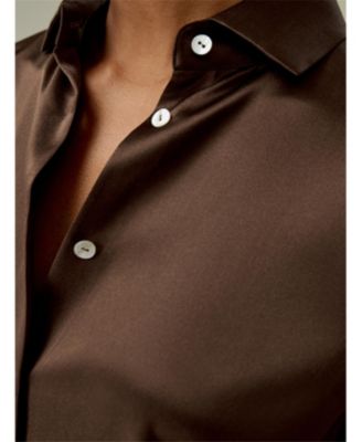 Women's Spread Collar Silk Shirt