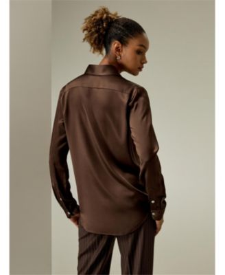 Women's Spread Collar Silk Shirt