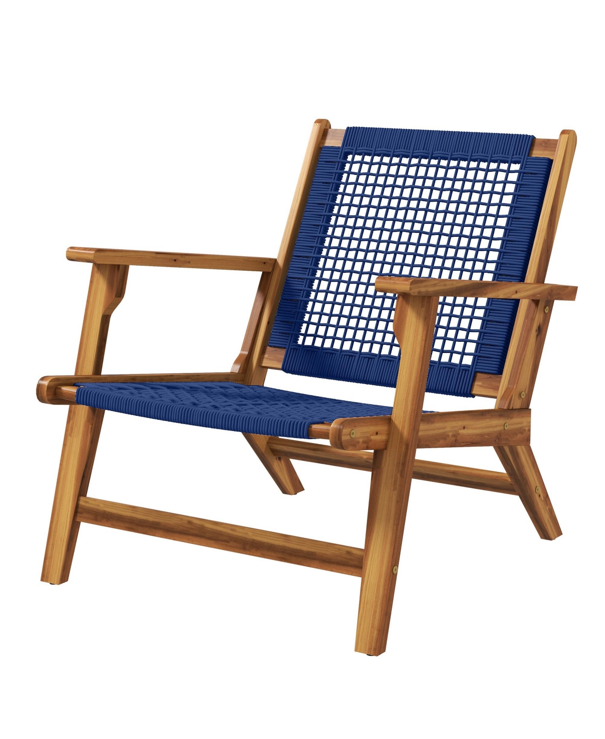 Outsunny Outdoor Wood Adirondack Deck Chair, Coconino Lounge Style Chair,- Blue