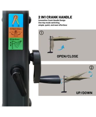 10 ft. 360 B0; Rotation Square Cantilever Patio Umbrella with Base and LED Light