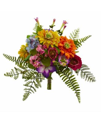 Vibrant Mixed Artificial Flower Bush Lifelike Floral Decor for Home and Garden (Set of 2)