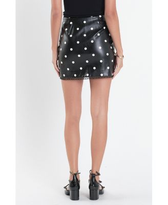 Women's Polka Dot Pu Mini Skirt