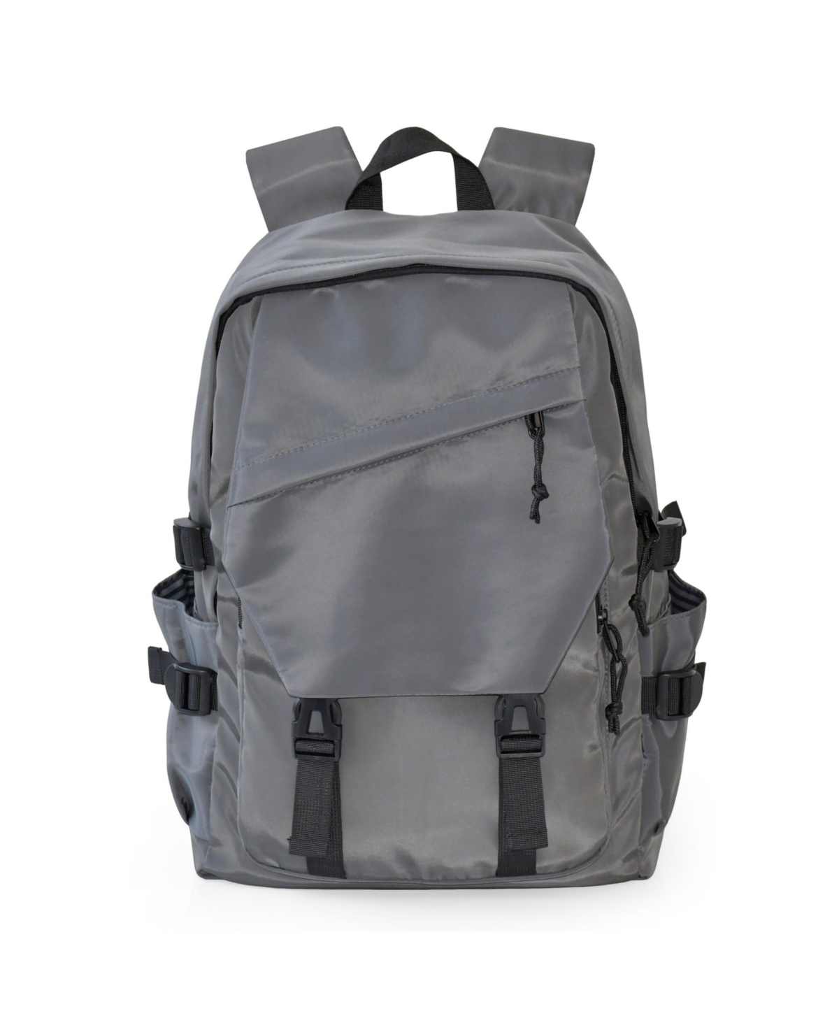 Large Double Buckle Flap Front Backpack - Dark Grey