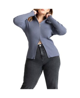 Women's Plus Size Two Way Zipper Sweater