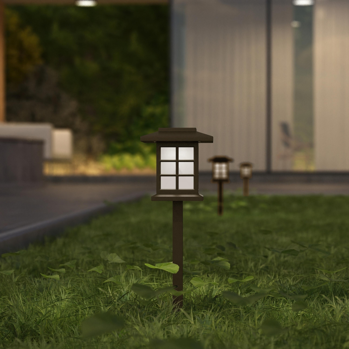 Lantern Style All-Weather Outdoor Led Solar Lights, Solar Powered Lights For Pathway, Garden, & Yard - Set Of 8 - Black