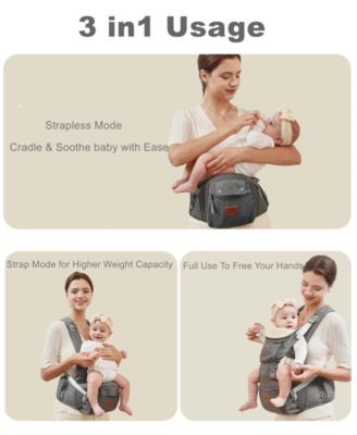 3-in-1 Ergonomic Hip Seat Baby Carrier for Newborns to Toddlers