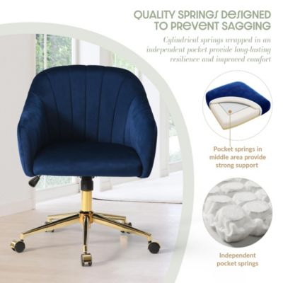 Upholstered Velvet Swivel Vanity Office Chair With Wheels