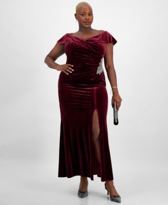 Alex Evenings Plus Size Off The Shoulder Velvet Gown Macy s