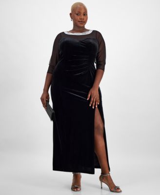 Alex Evenings - Plus Size Velvet Illusion-Yoke Gown
