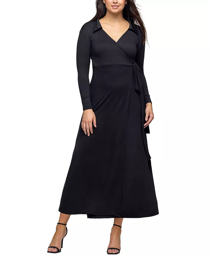 Women's Comfortable Collared Wrap Maxi Dress - thumbnail 5