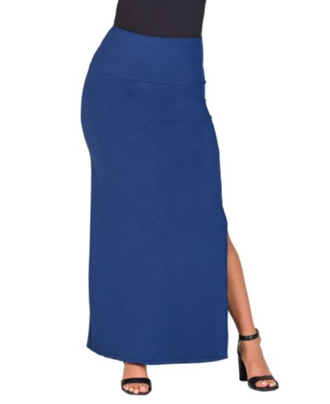 Женская юбка 24seven Comfort Apparel Versatile Side Slit Elastic Waist Maxi, цвет: Тёмно-синий