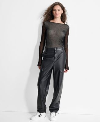 DKNY PU CARGO PANT    P4H
