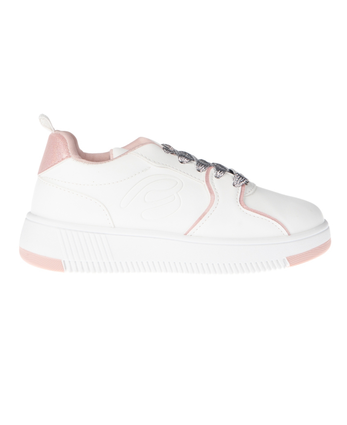 Bebe Little And Big Girls Court Low Top Emboss Script "b" Sneaker In Blush
