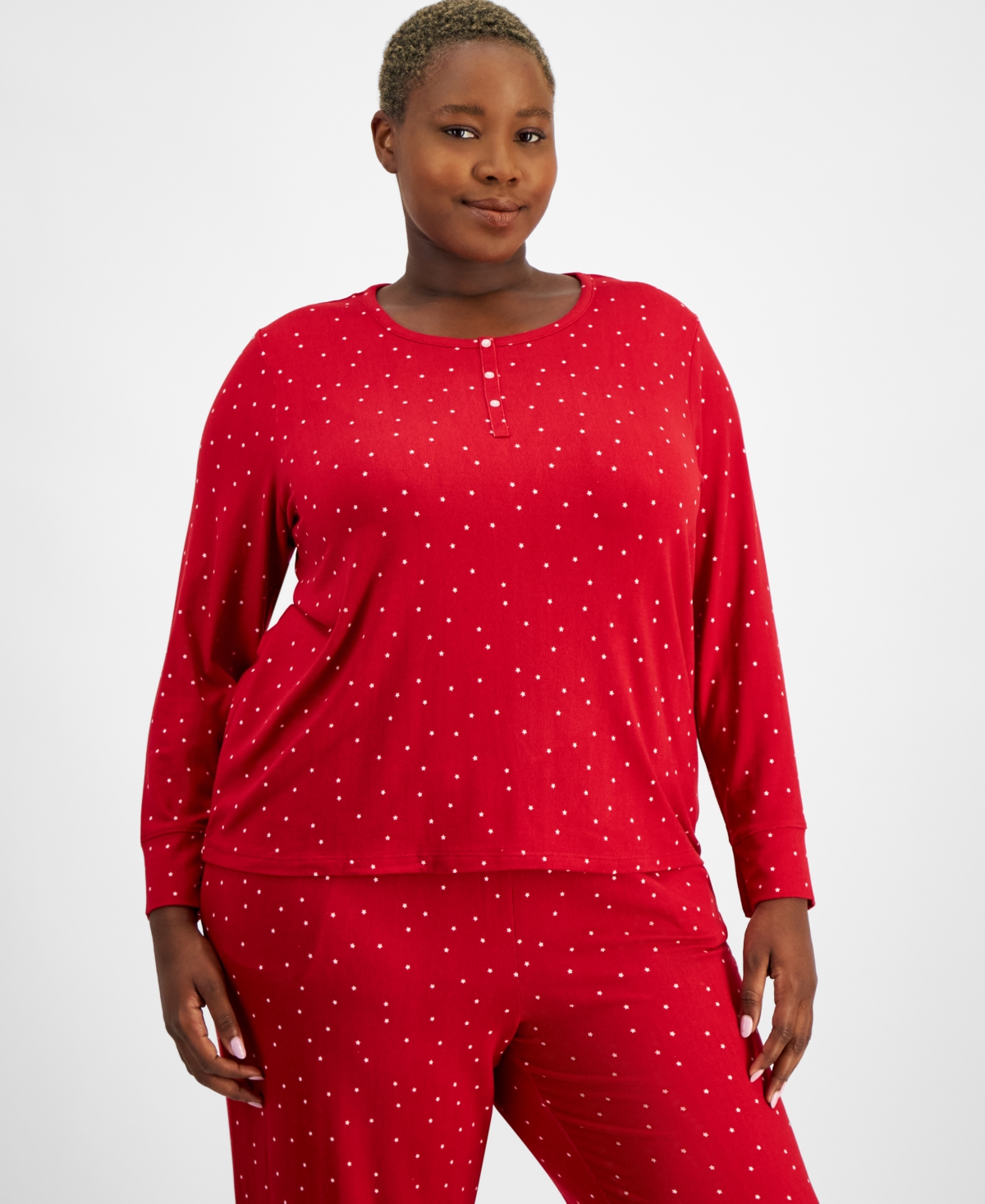 Charter Club Plus Size Ditsy Star Packaged Pajama Set, Exclusively at Macy's