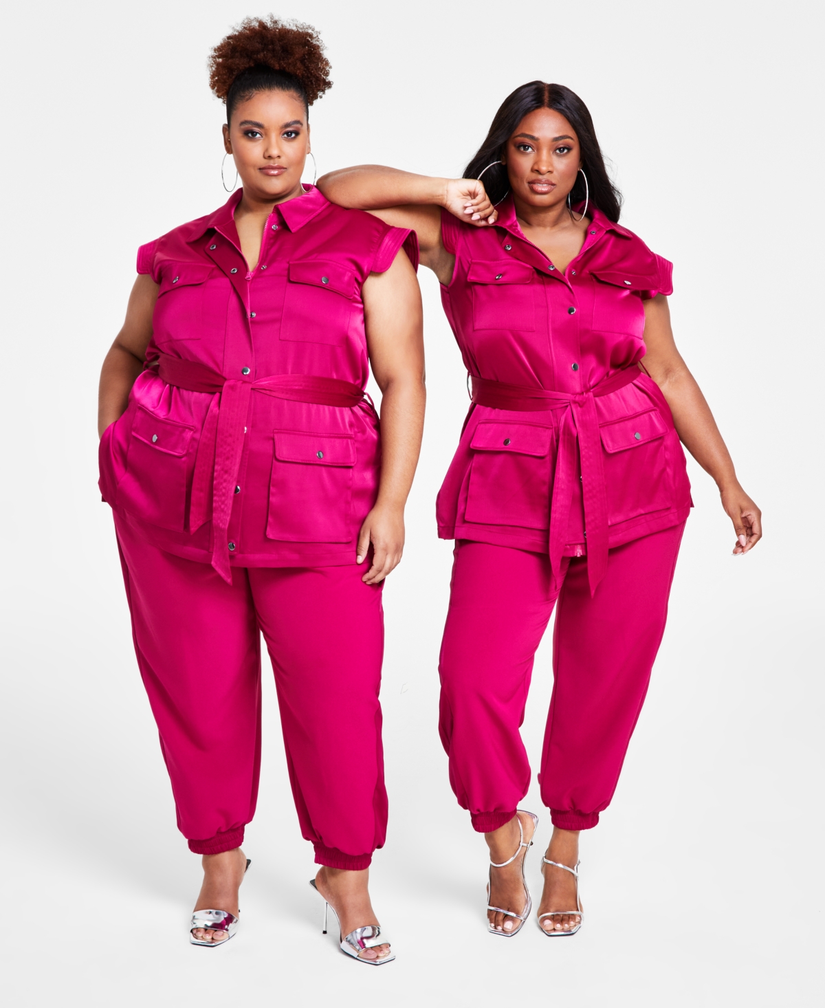 Nina Parker Trendy Plus Size Tie-Waist Utility Vest