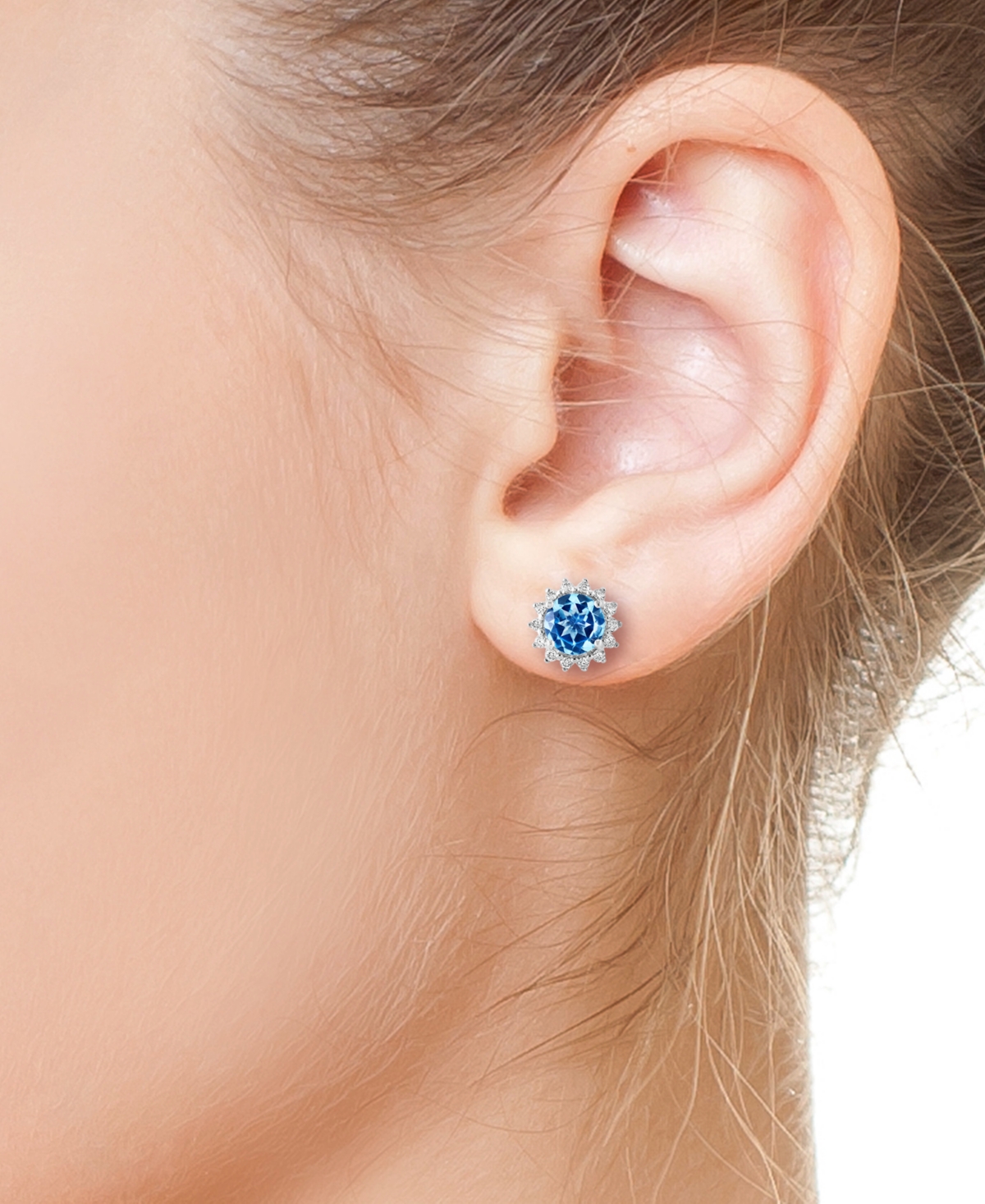 Effy Collection Effy Amethyst (1-5/8 Ct. T.w.) & Diamond (1/5 Ct. T.w.) Halo Stud Earrings In 14k Rose Gold (also In In Blue Topaz