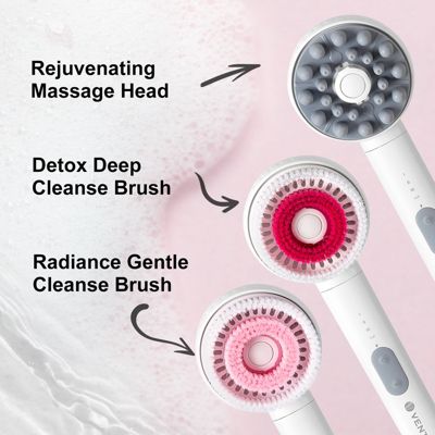Ultrasonic 3-in-1 Spa Shower Head, IPX8 Waterproof Massage Bath Brush, Handheld Electric Bathroom Showerhead with Hose & Bracket