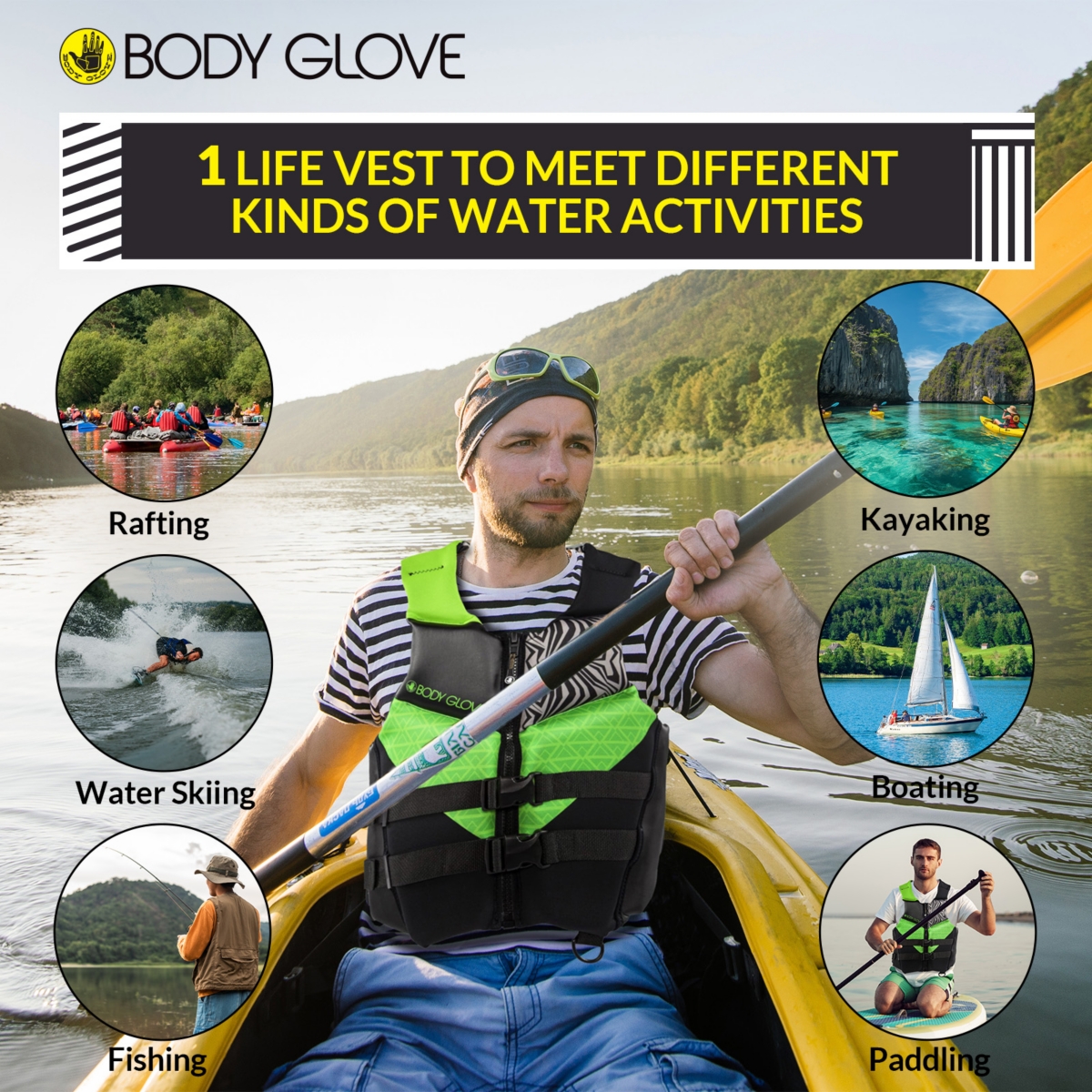 Body Glove Phantom Men's Life Vest, Lightweight Neoprene Life Jacket for Boating Fishing Kayaking Rafting Paddling -gray