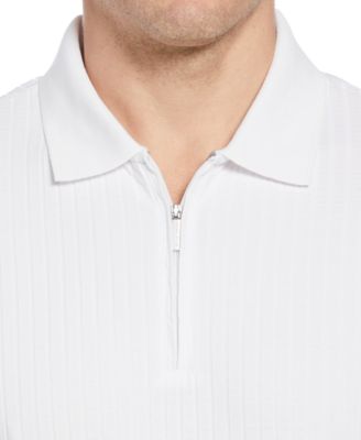 Perry Ellis Men's Slim-Fit Ribbed-Knit 1/4-Zip Polo Shirt