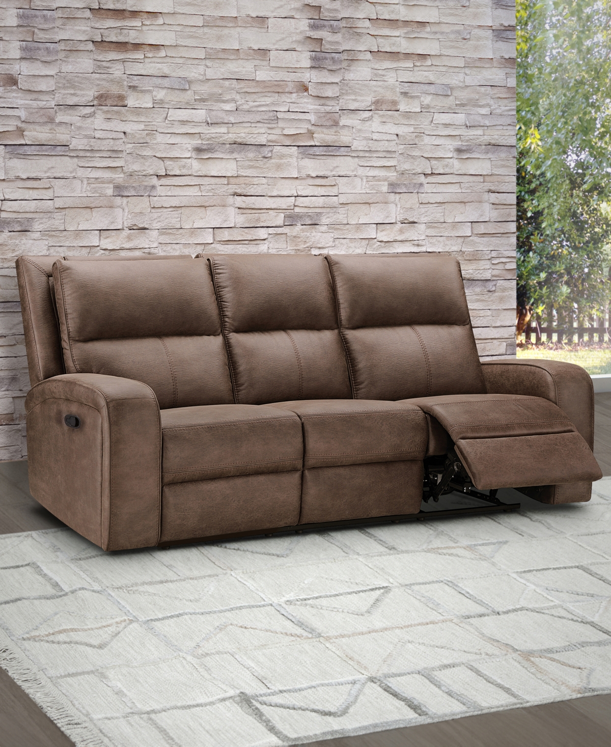 ABBYSON LIVING 86" FABRIC MANUAL RECLINING SOFA 