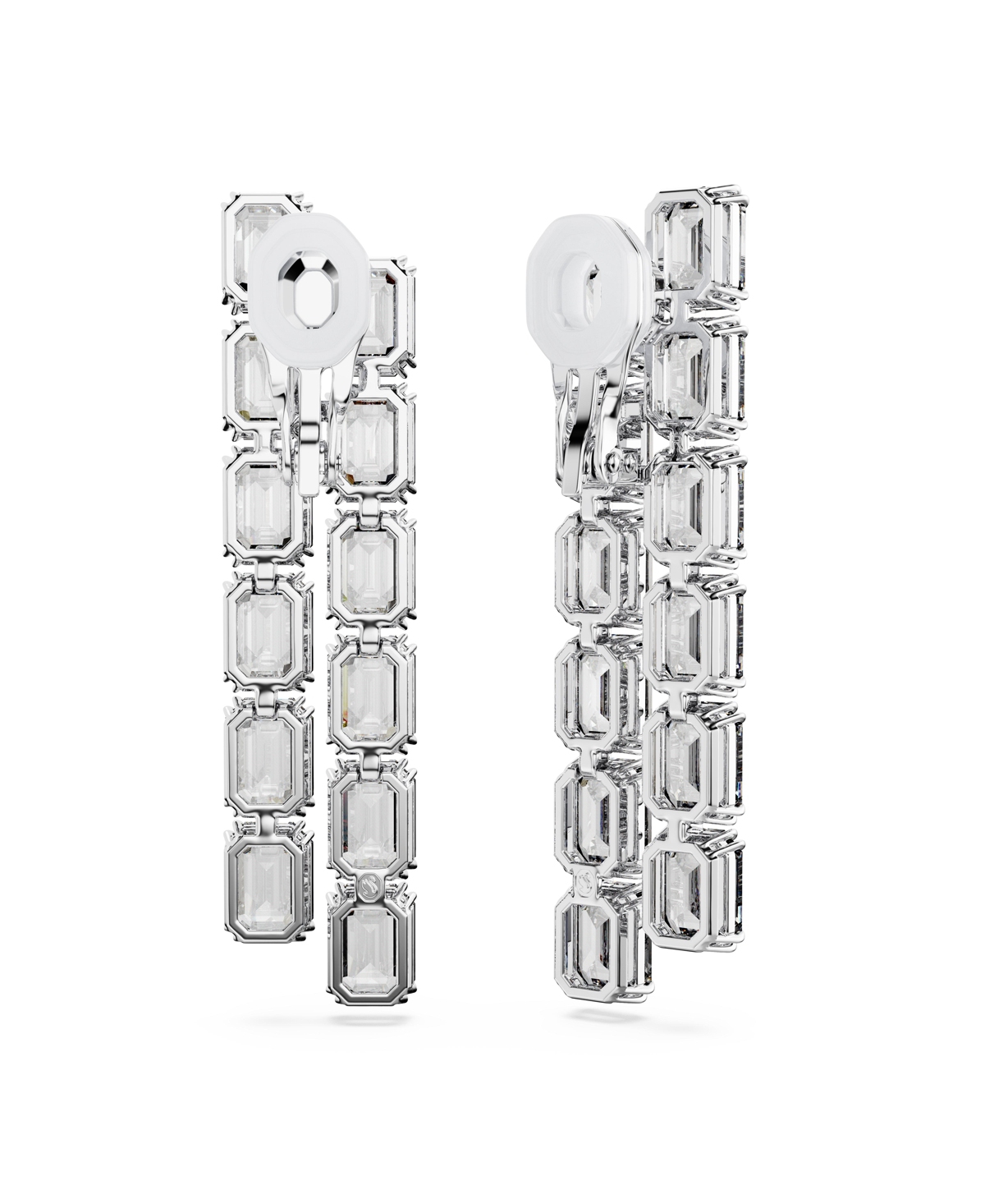 Swarovski Octagon Cut White Rhodium Plated Millenia Clip Earrings