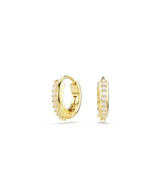 Round Cut White Gold-Tone Plated Matrix Hoop Earrings