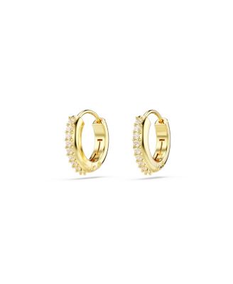 Round Cut White Gold-Tone Plated Matrix Hoop Earrings