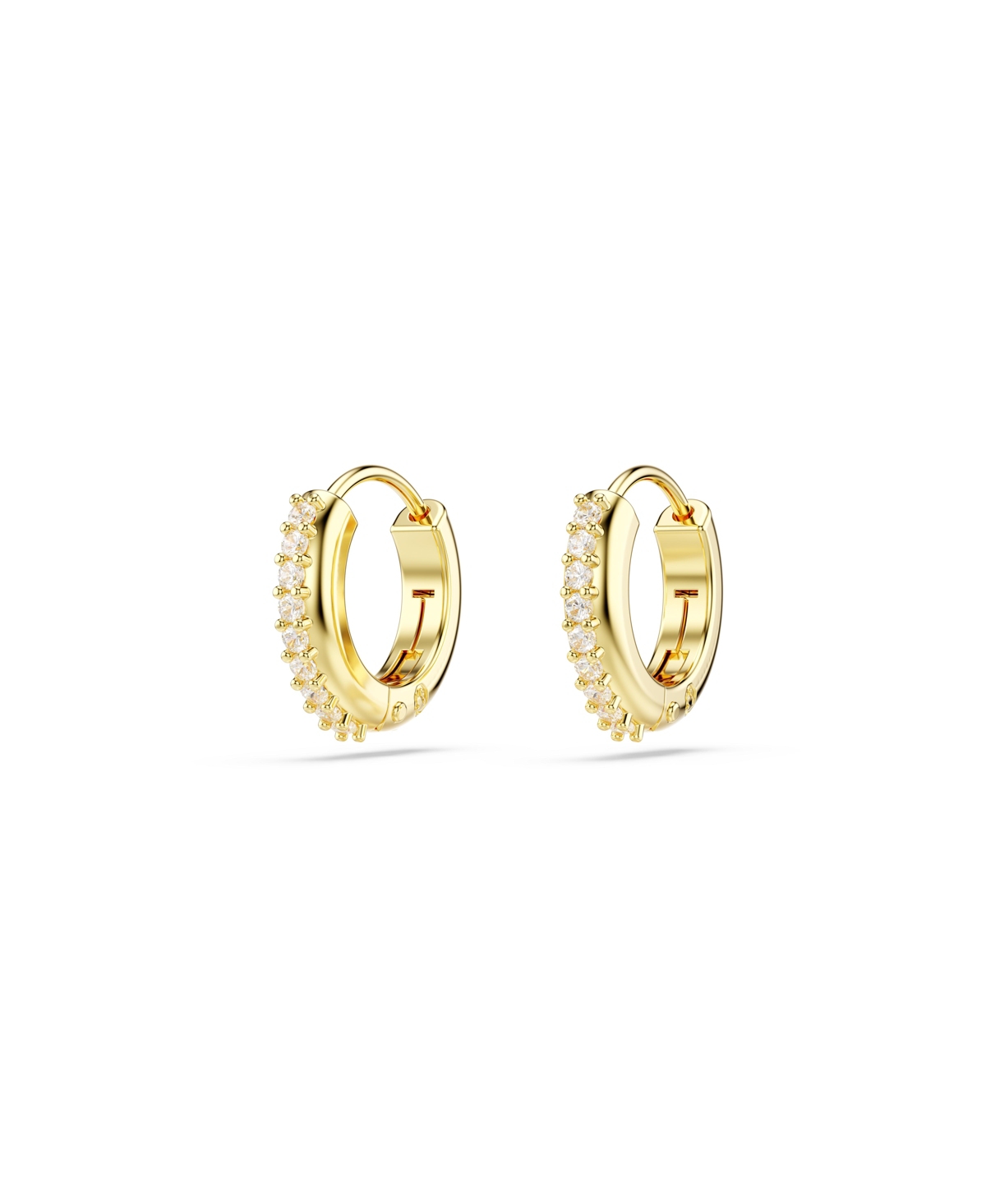 Swarovski Round Cut White Gold-tone Plated Matrix Hoop Earrings In Gold
