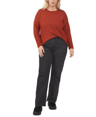 Plus Size Cozy Crewneck Long-Sleeve Extend-Shoulder Sweater