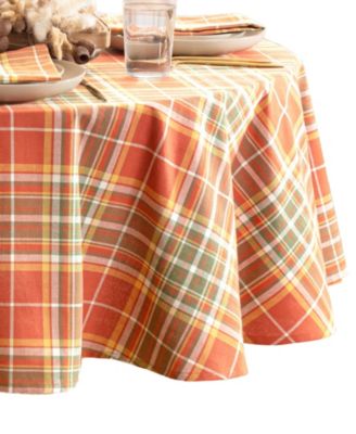 Hawley Plaid Harvest Cotton Oval Tablecloth, 60" x 84" Oval	