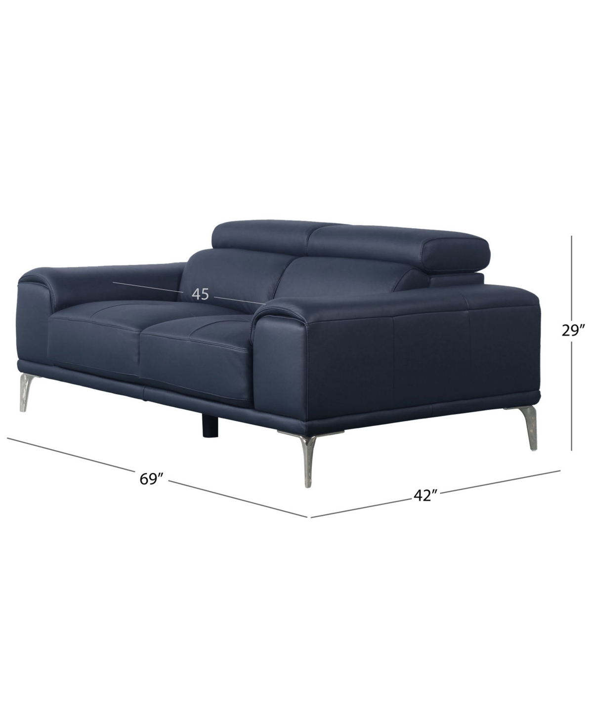 Shop Abbyson Living 69" Top Grain Leather Loveseat In Blue